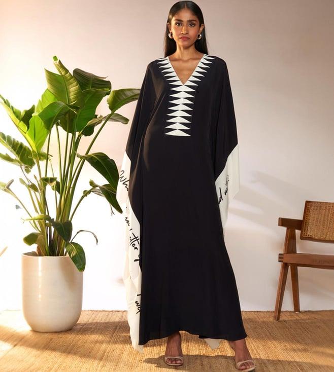 masaba black slogan kaftan