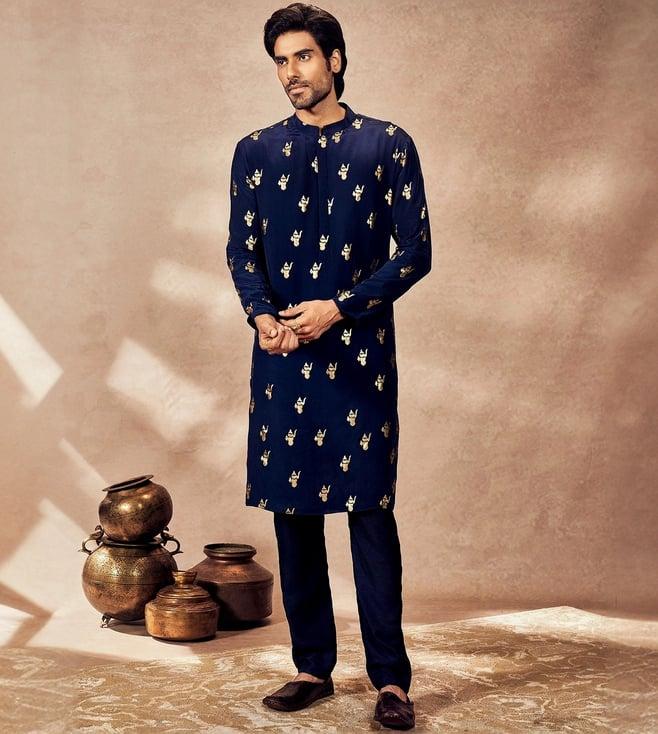 masaba blue ganesha foil kurta with pant