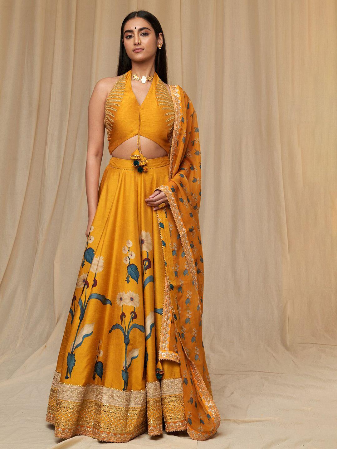 masaba embellished ready to wear lehenga & blouse with dupatta