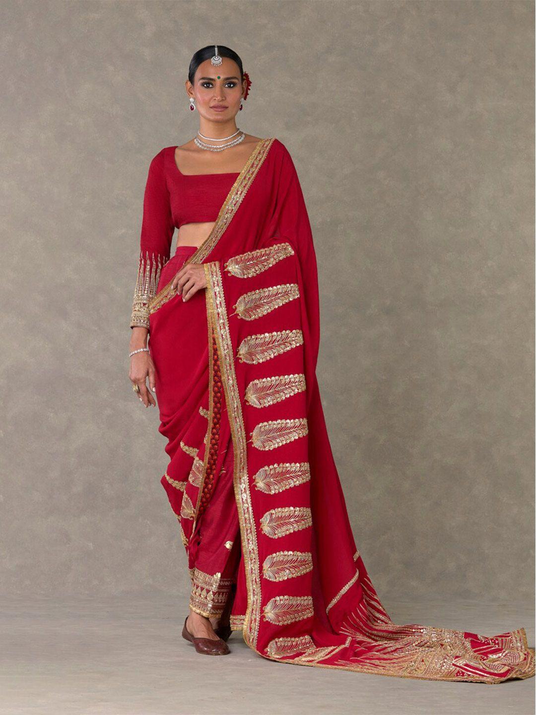 masaba ethnic motif embroidered sequinned saree