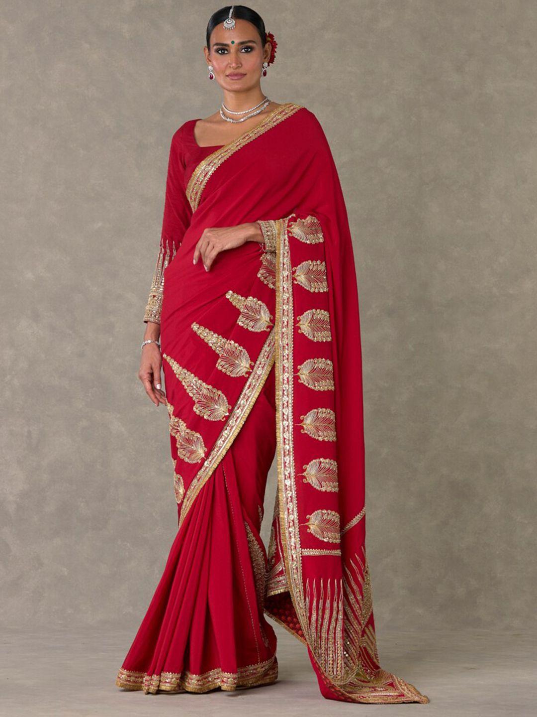 masaba ethnic motifs son-patti embroidered saree