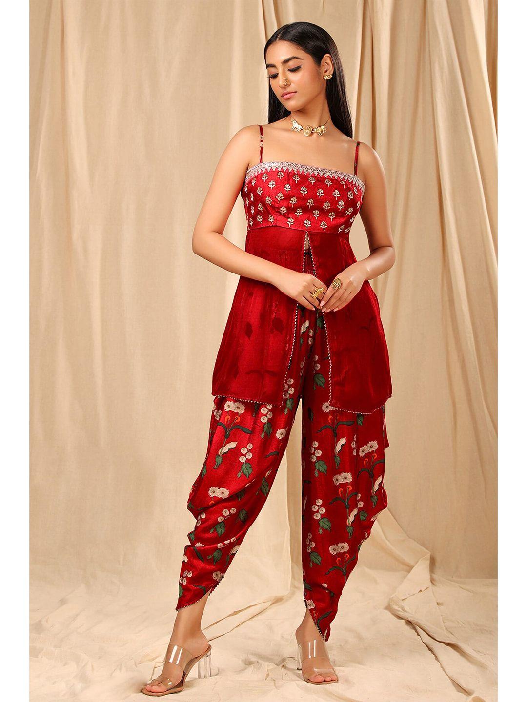 masaba floral embroidered top with dhoti pants