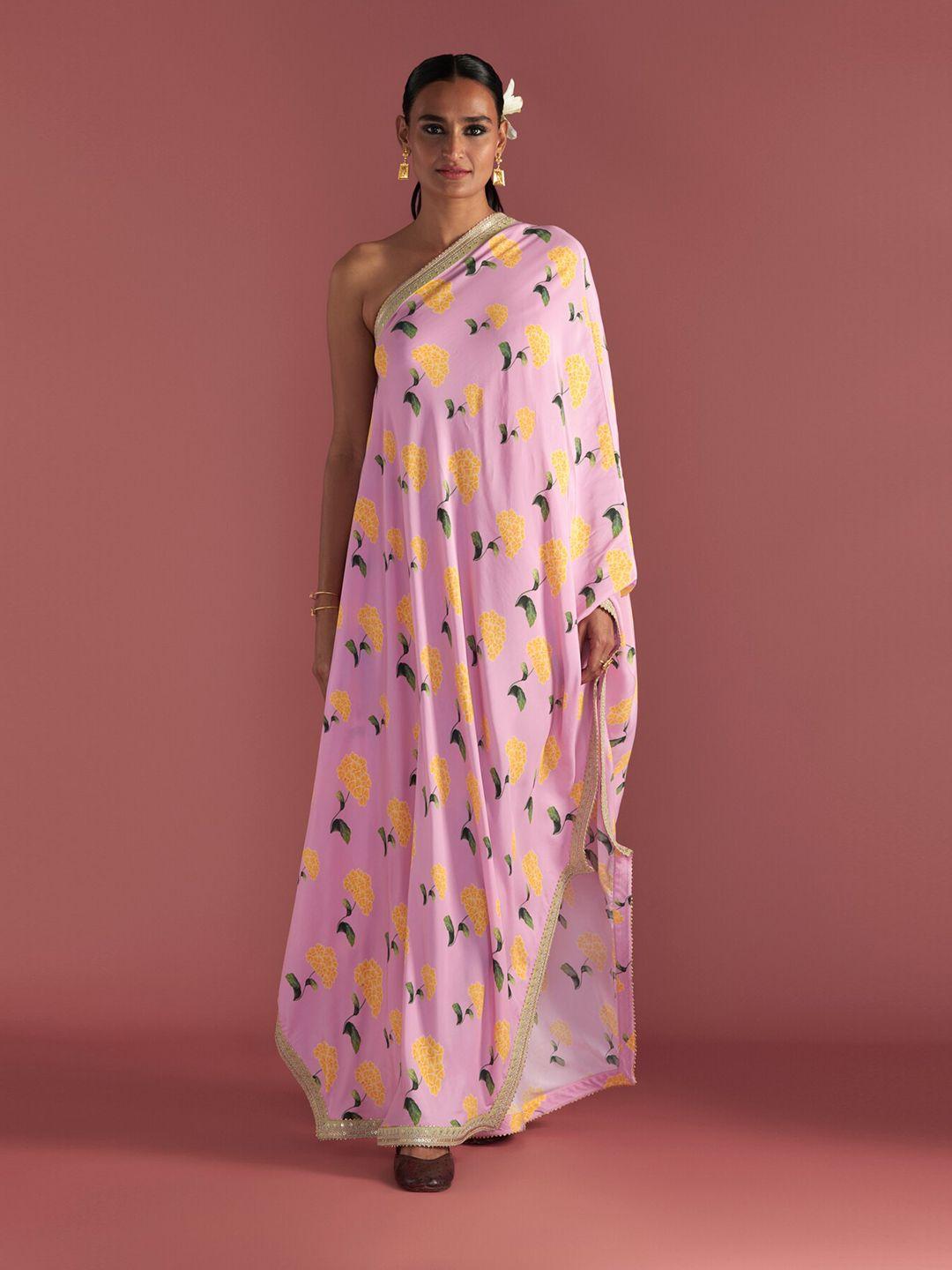 masaba floral printed one shoulder kaftan dress