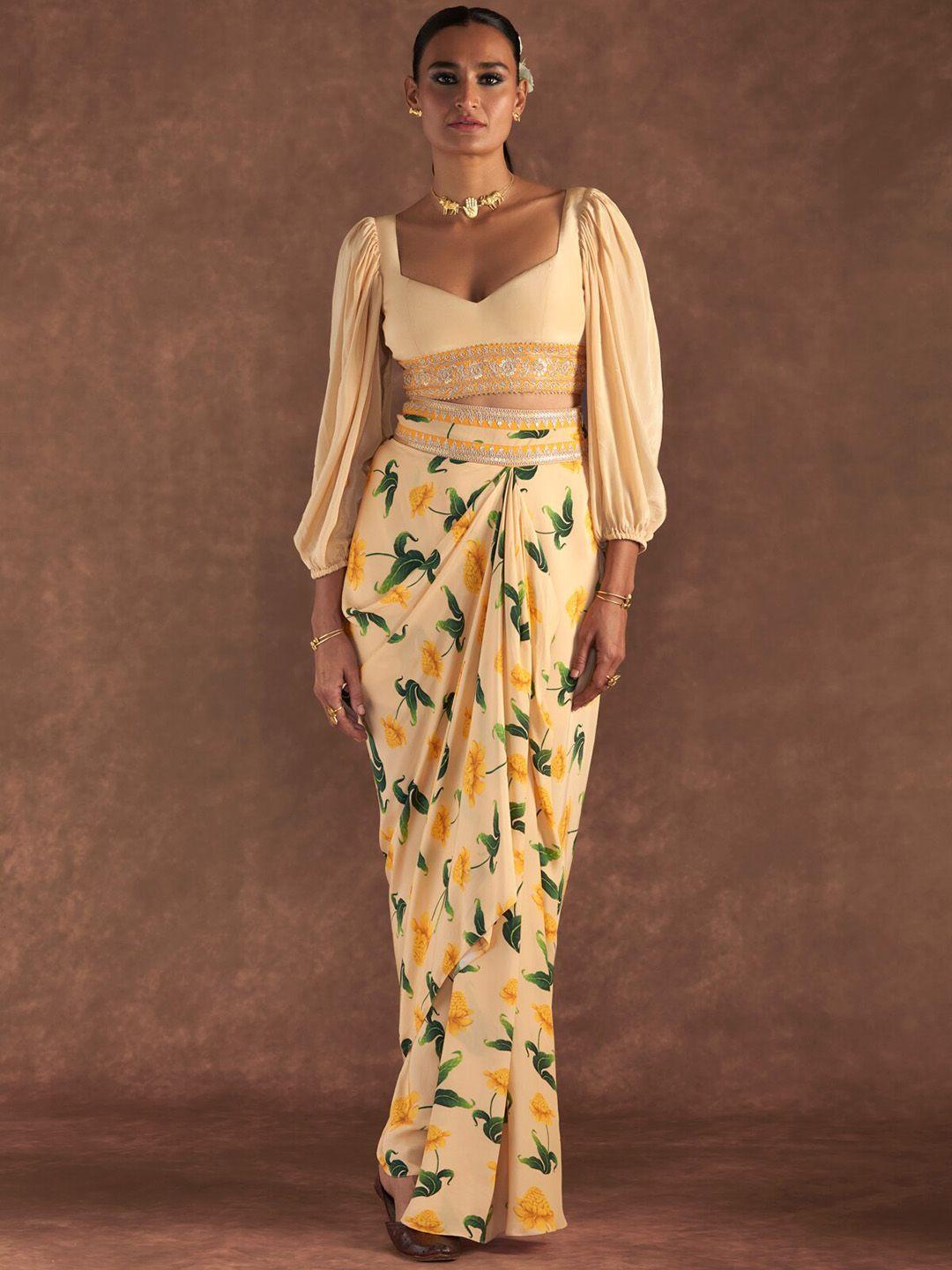 masaba floral printed top & skirt