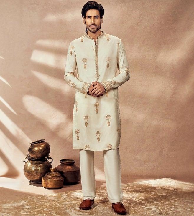 masaba ivory traveller's palm jacquard kurta with pant