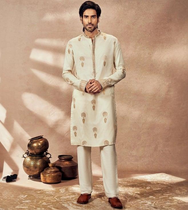 masaba ivory traveller's palm jacquard kurta