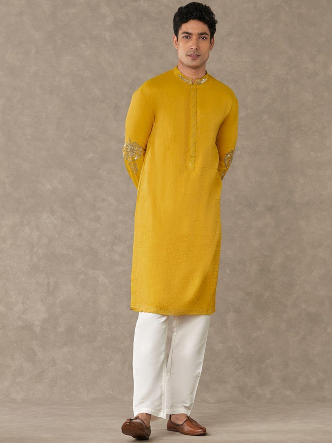 masaba mandarin collar sequinned kurta with trousers