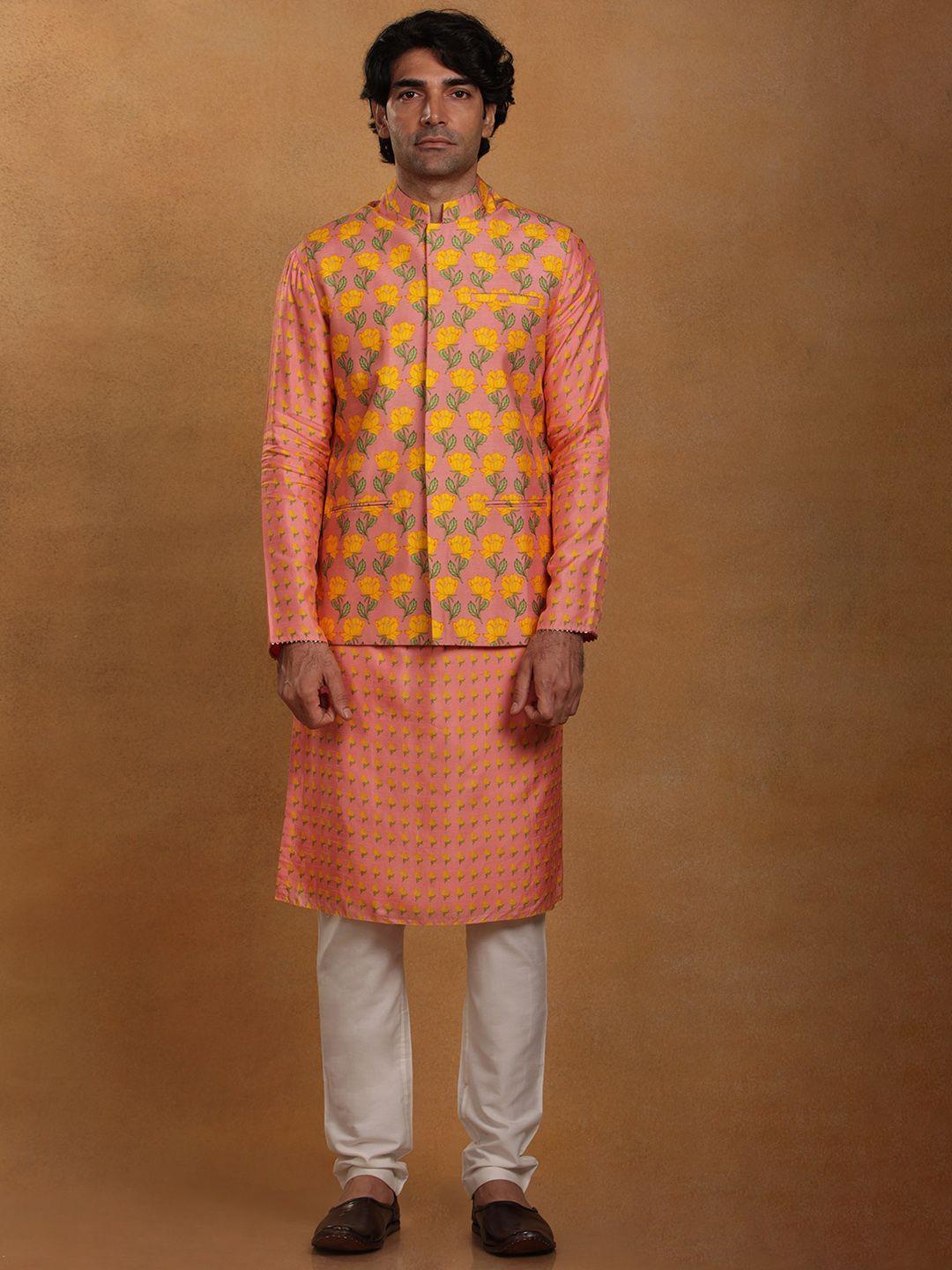 masaba men printed raw silk kurta with trousers