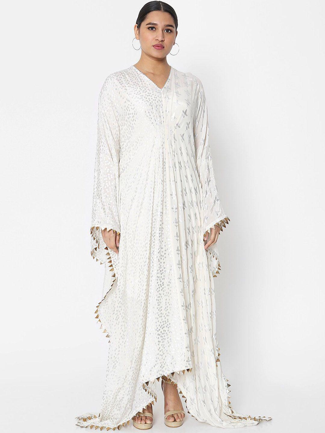 masaba off white ethnic motifs crepe kaftan maxi dress