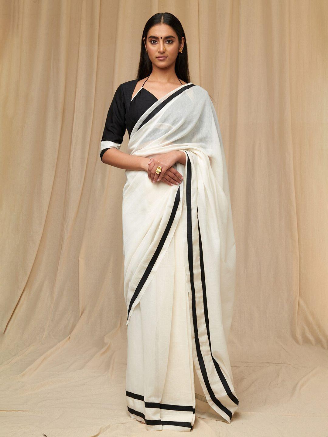 masaba solid bordered saree