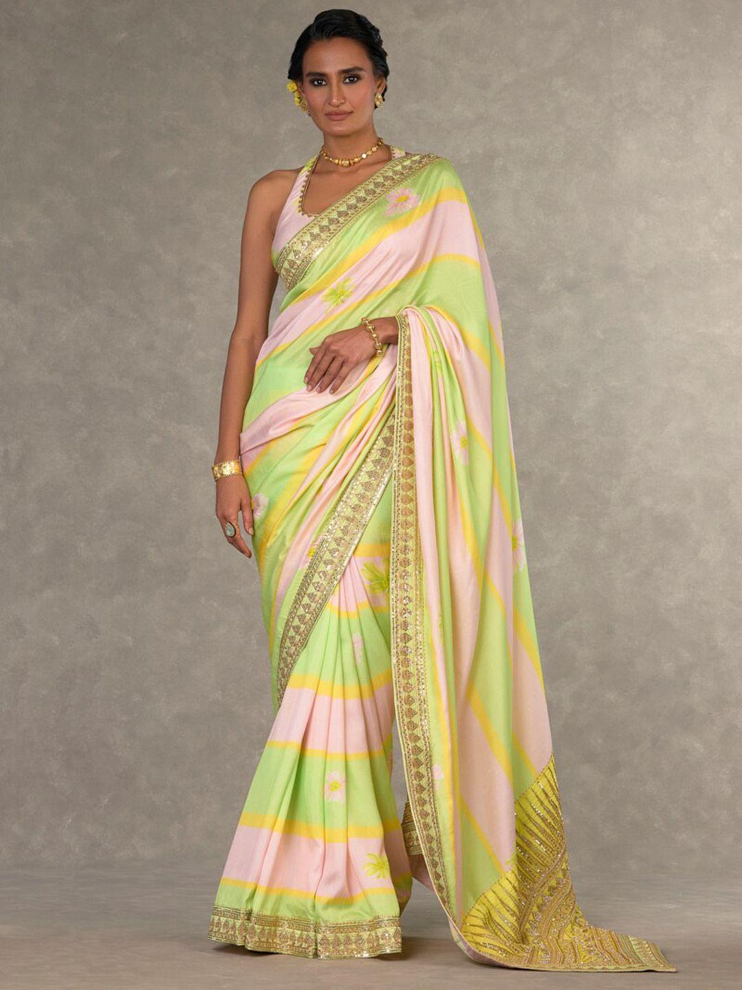 masaba striped embroidered parijat tissue saree