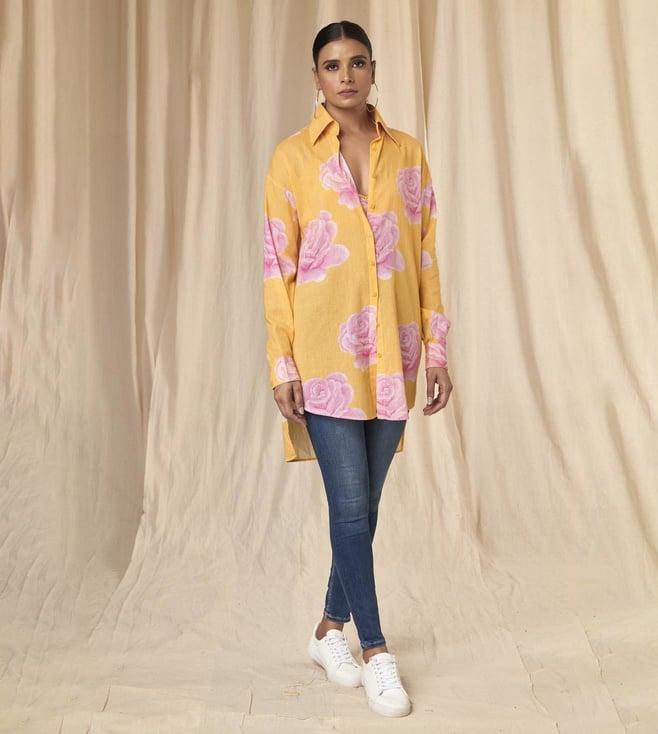 masaba sunshine yellow emily rosy shirt