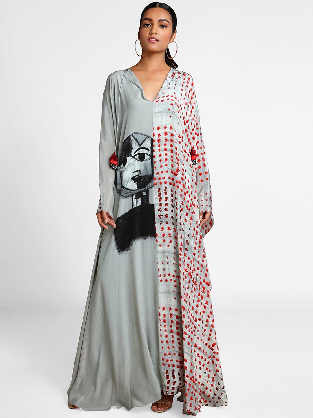 masaba women grey printed maxi dress