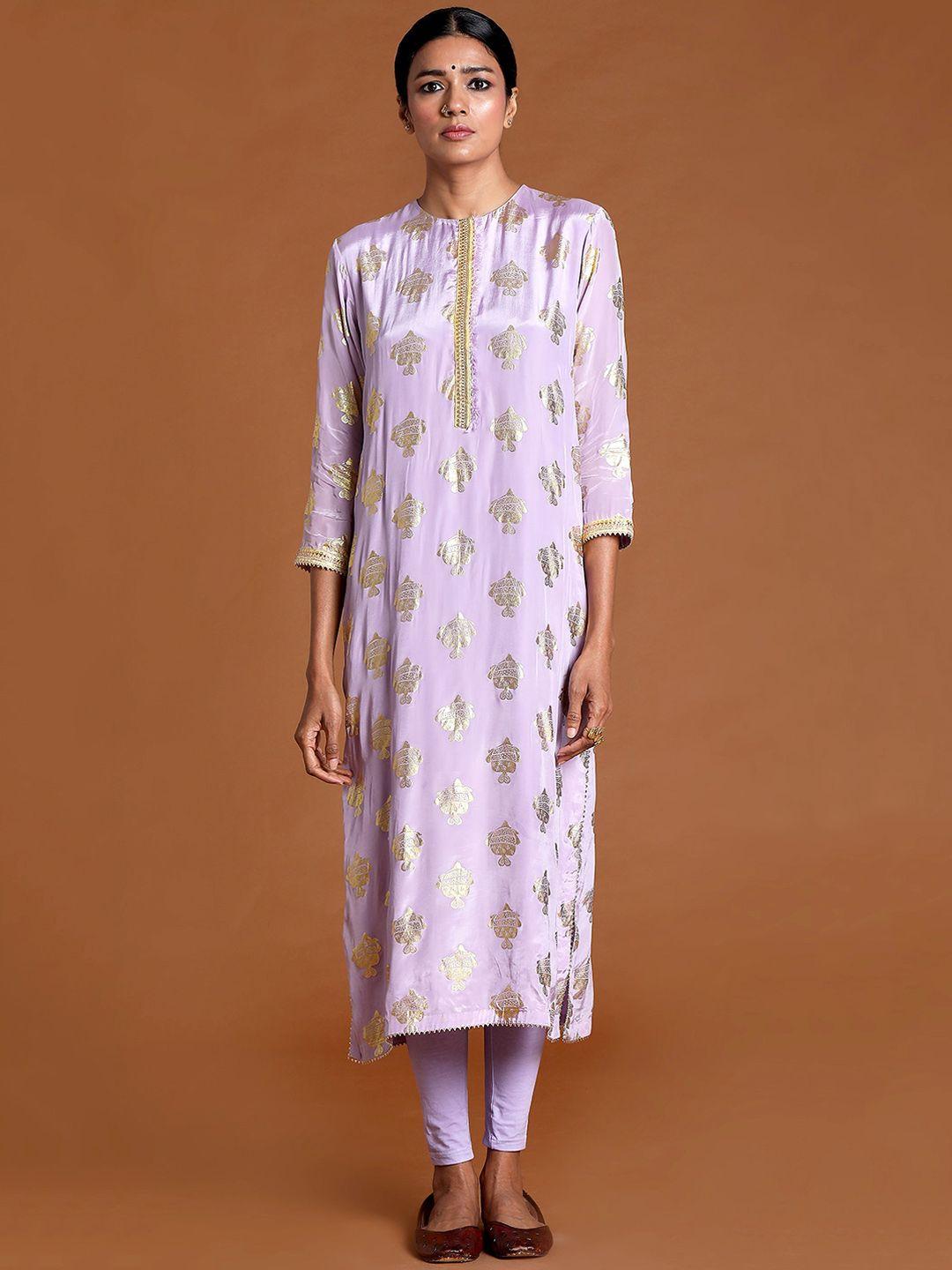 masaba women purple ethnic motifs embellished crepe kurta