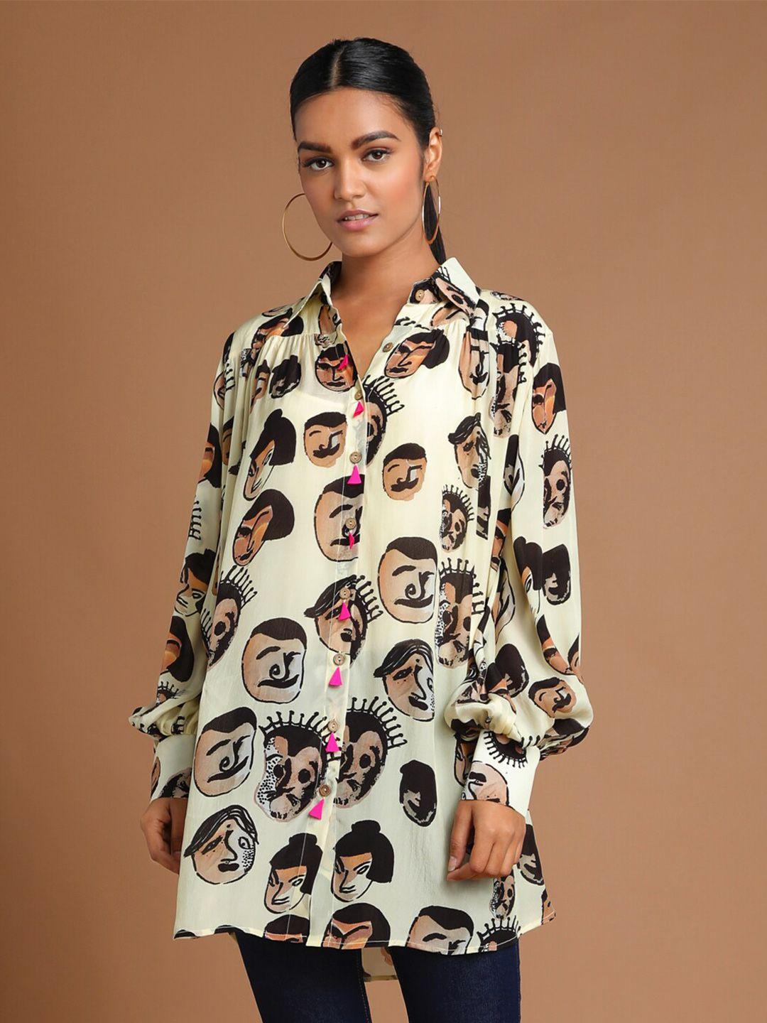 masaba women white comfort printed casual shirt