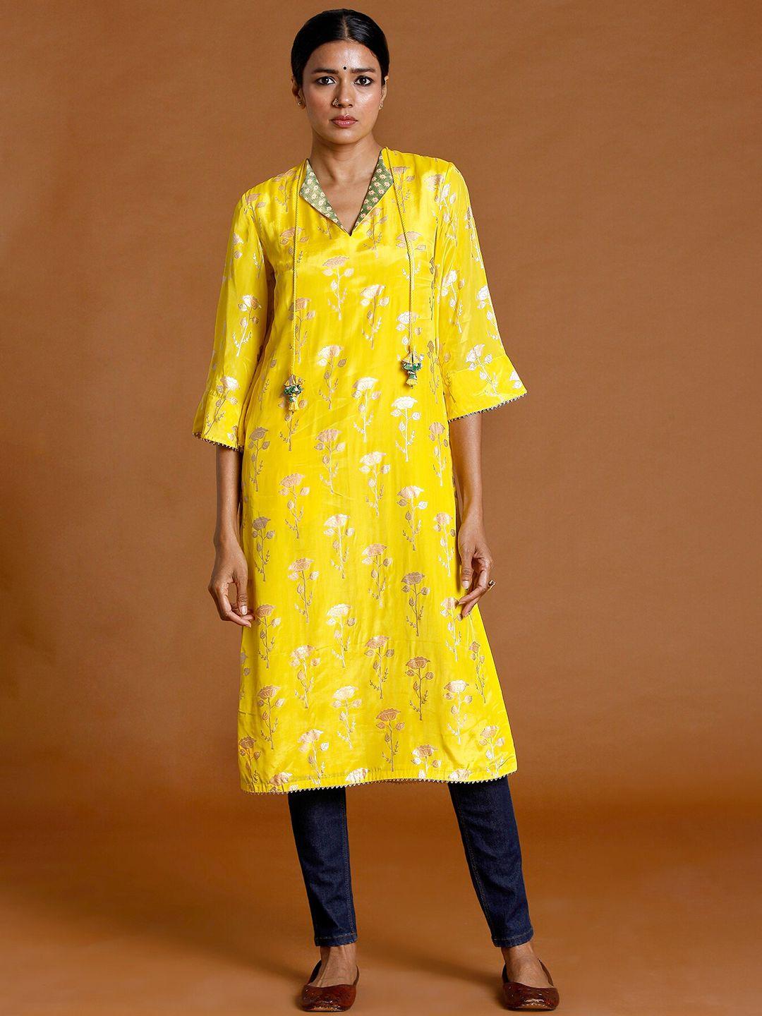 masaba yellow & gold-toned printed tunic