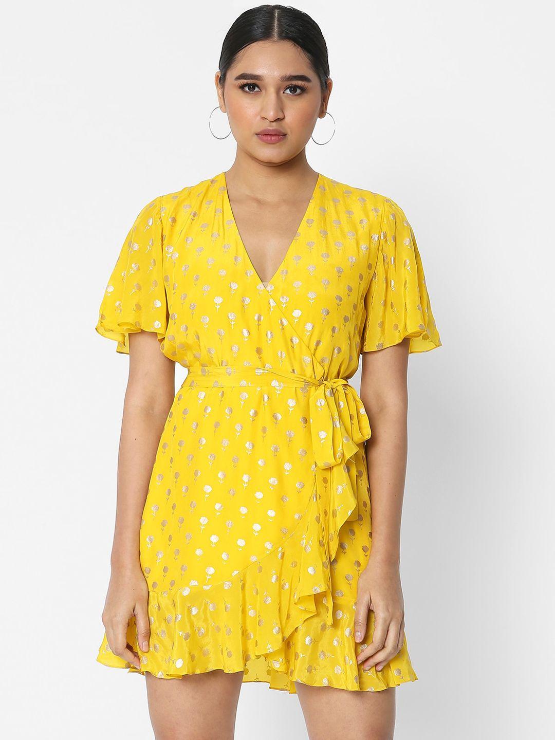 masaba yellow crepe mini dress