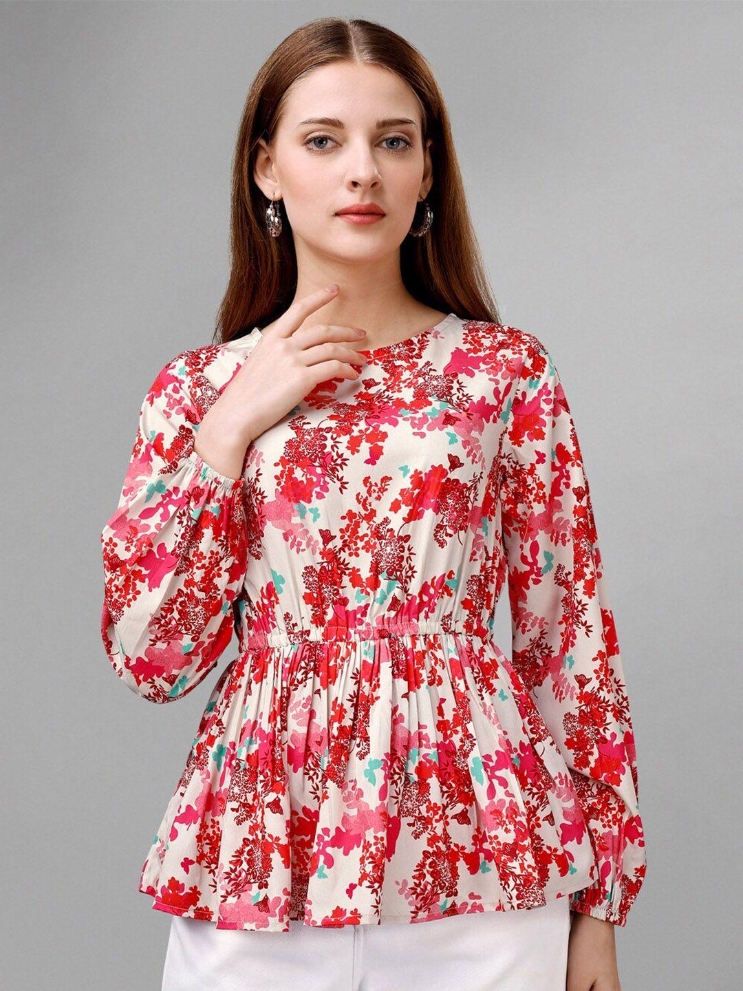 masakali.co floral printed puff sleeve peplum top