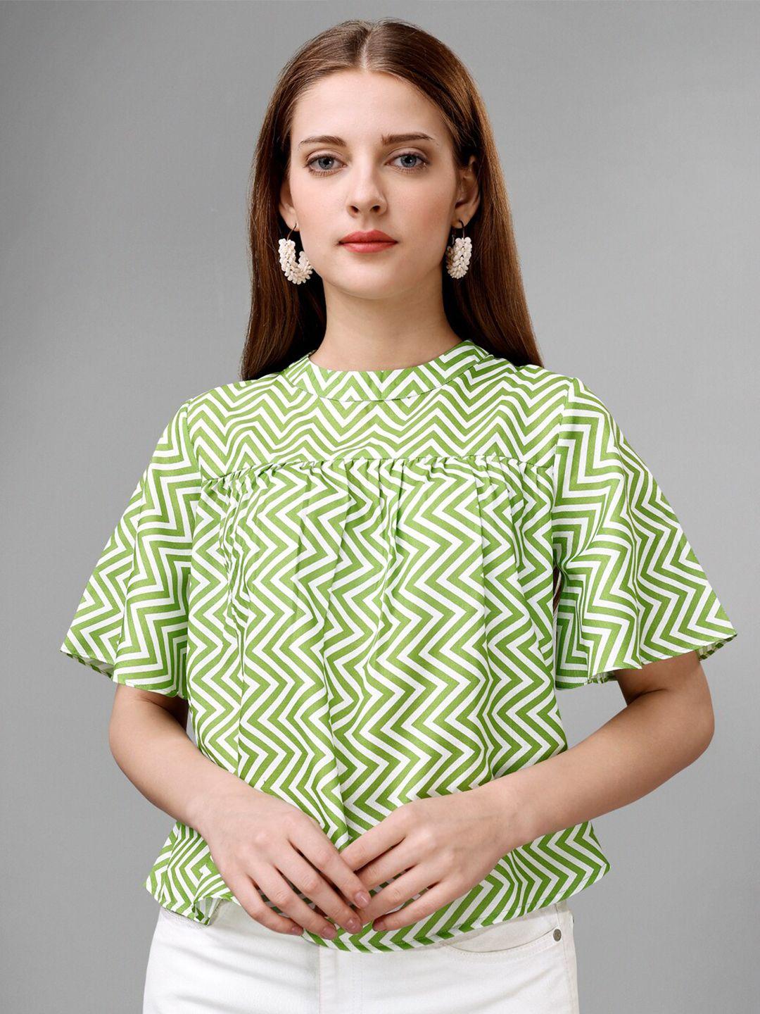 masakali.co geometric printed flared sleeve cotton top