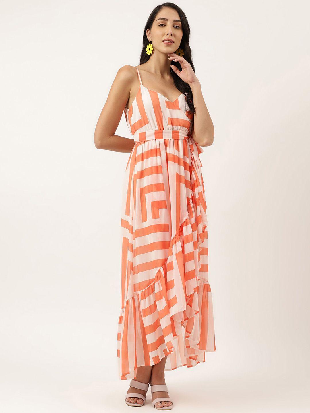 masakali.co geometric printed shoulder straps georgette maxi dress