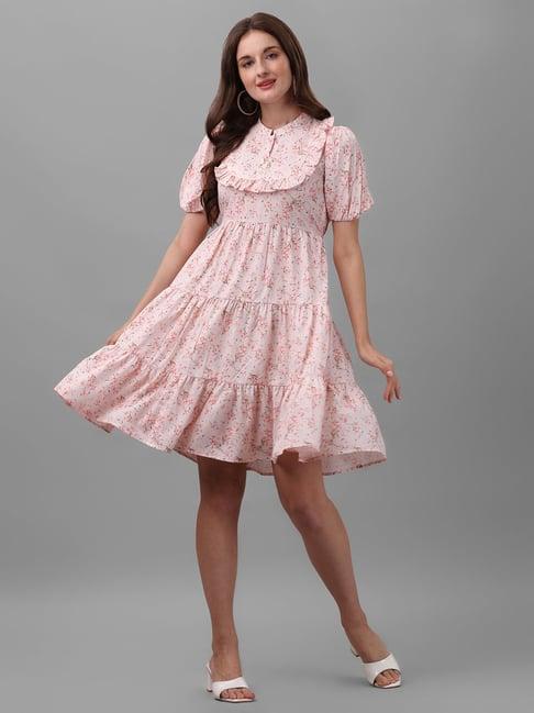 masakali.co light pink floral print empire dress