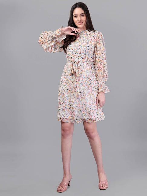 masakali.co multicolor abstract print a line dress