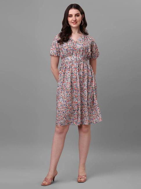 masakali.co multicolor floral print fit & flare dress