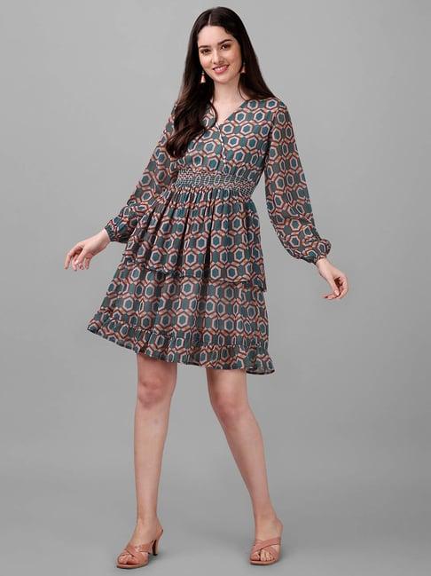 masakali.co multicolor printed fit & flare dress