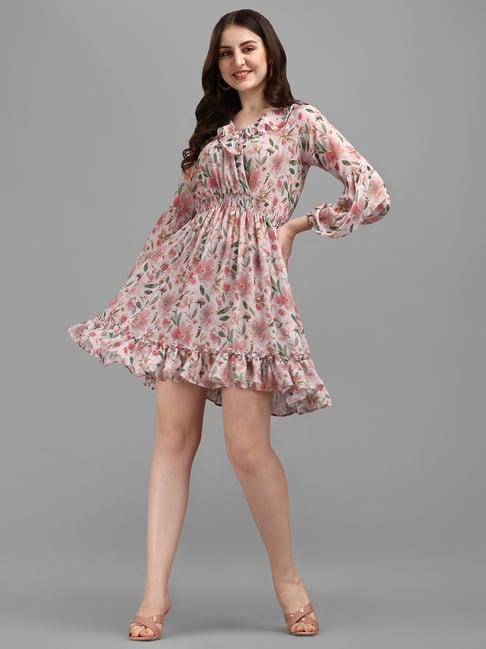 masakali.co peach floral print skater dress