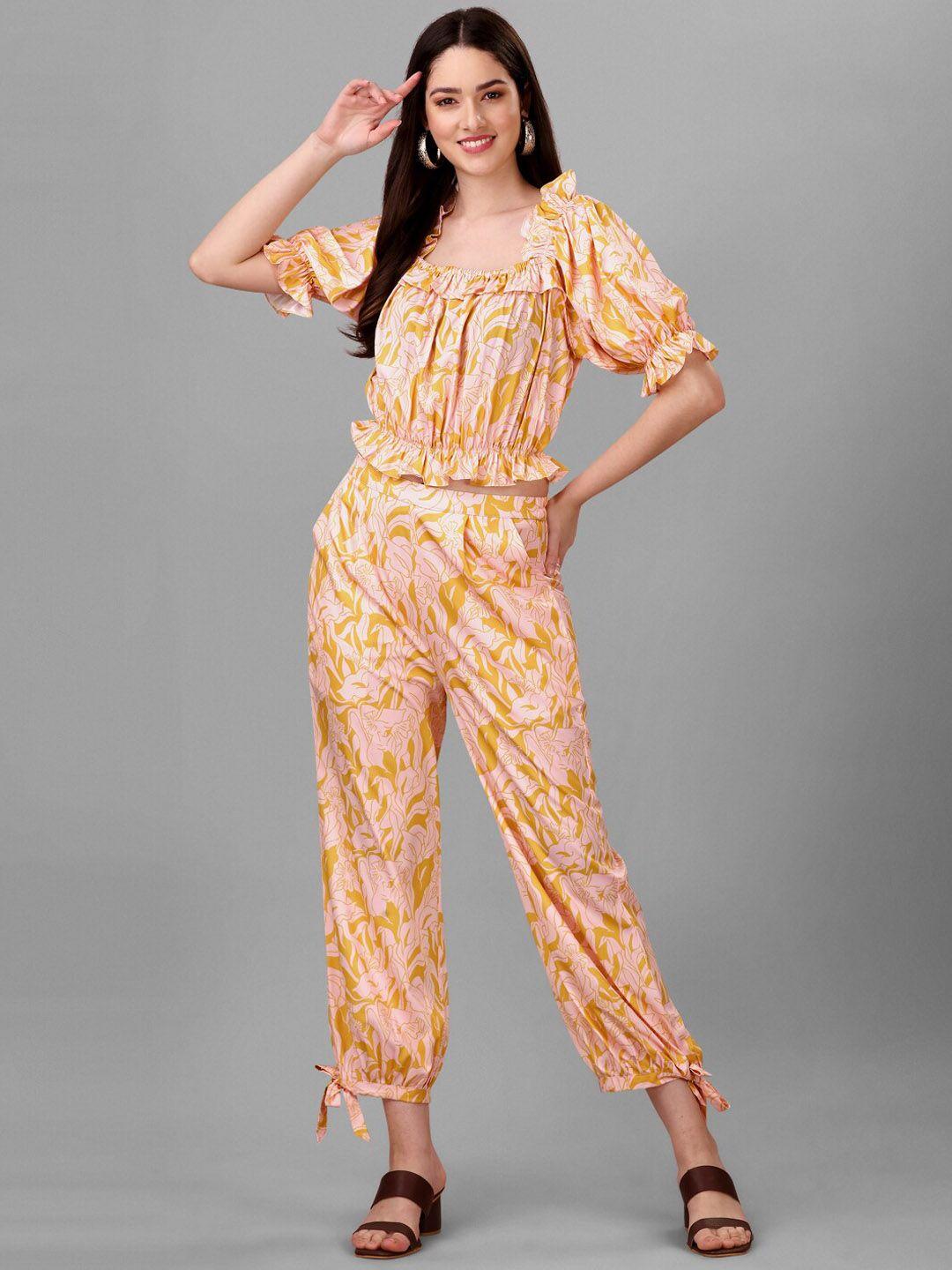 masakali.co printed square neck top with trouser co-ords