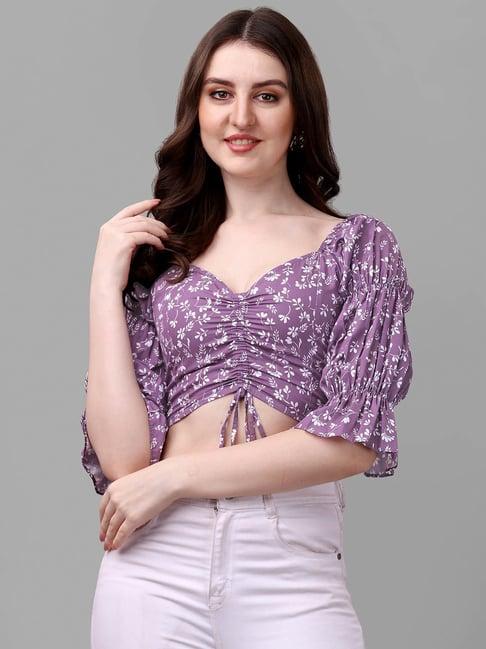 masakali.co purple floral print crop top