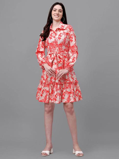 masakali.co red printed shirt dress