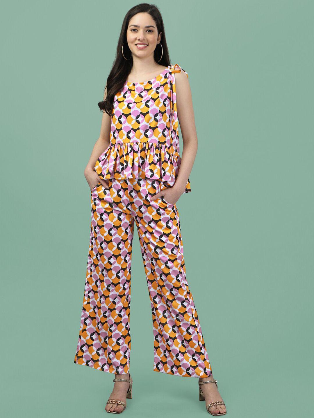 masakali.co women geometric printed top & trousers co-ords