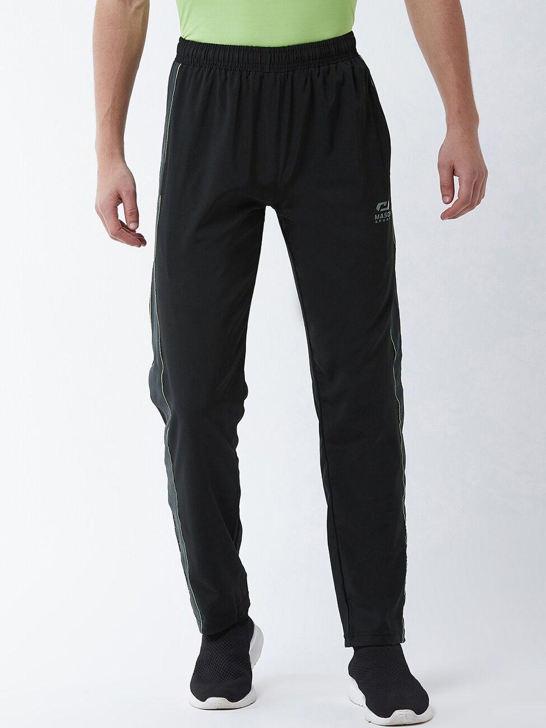 masch sports men black solid track pants