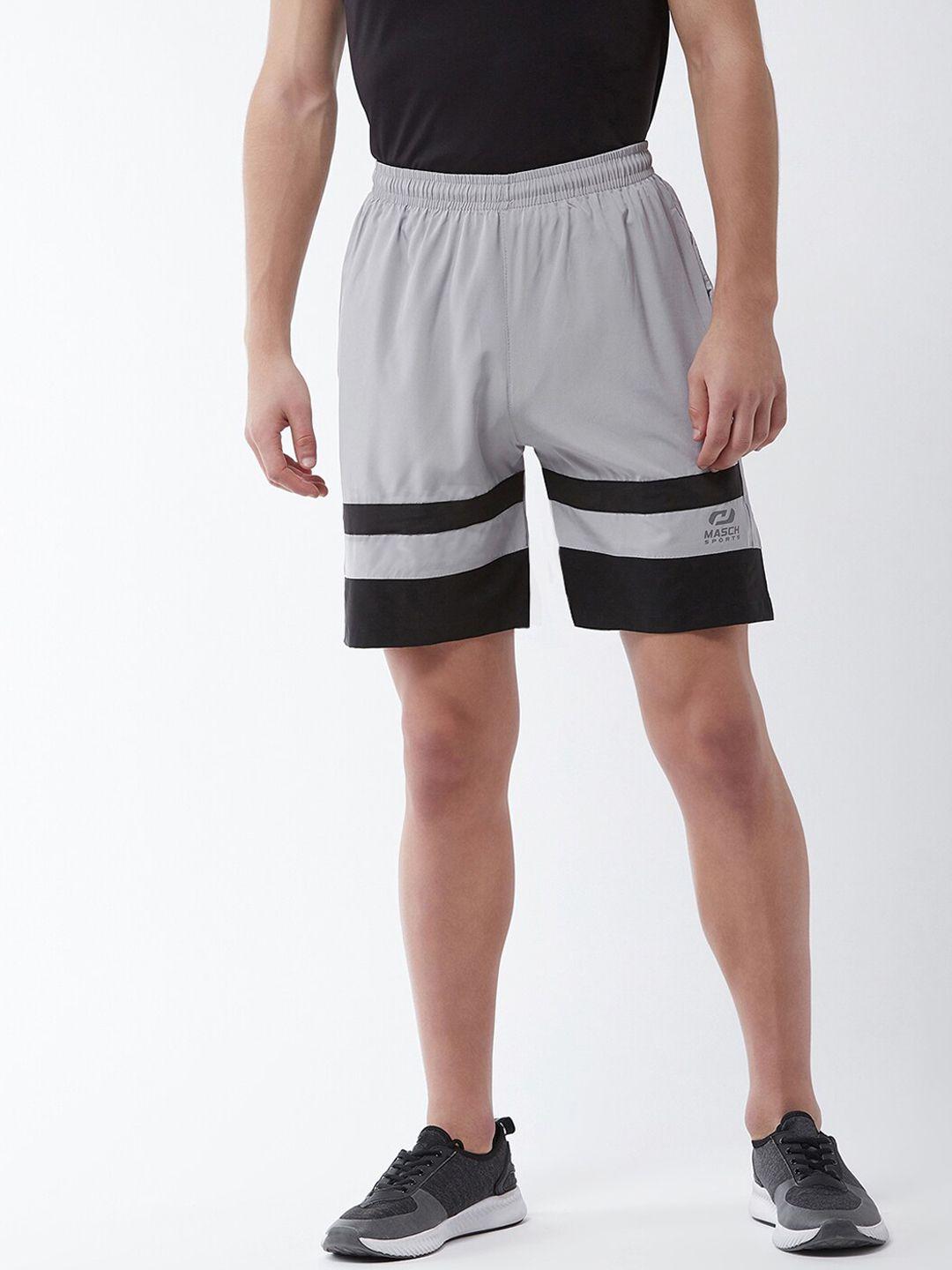 masch sports men grey colourblocked colourblocked training or gym sports shorts