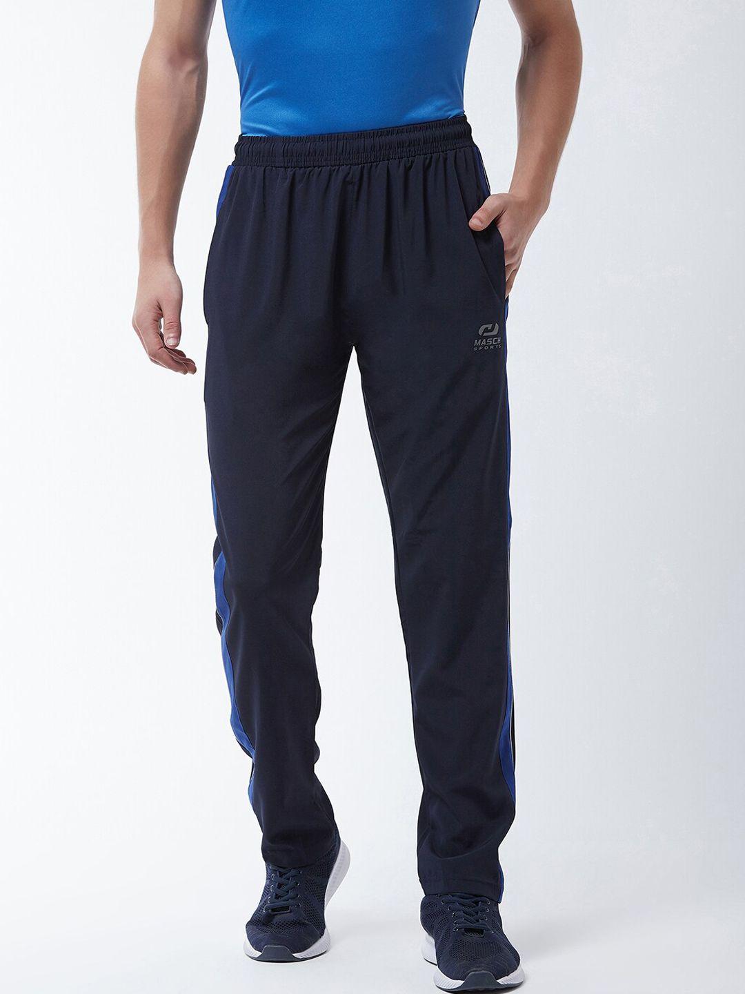 masch sports men navy blue solid dry fit track pants