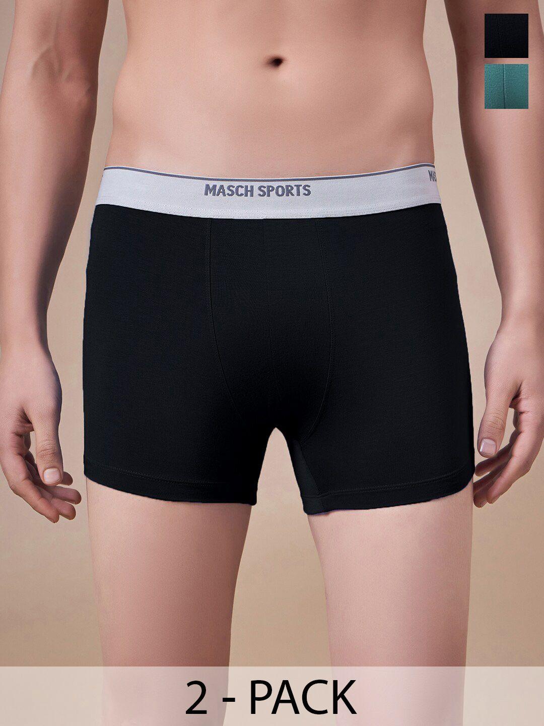 masch sports pack of 2 antimicrobial trunks trk-2-sol-et-blk-grn