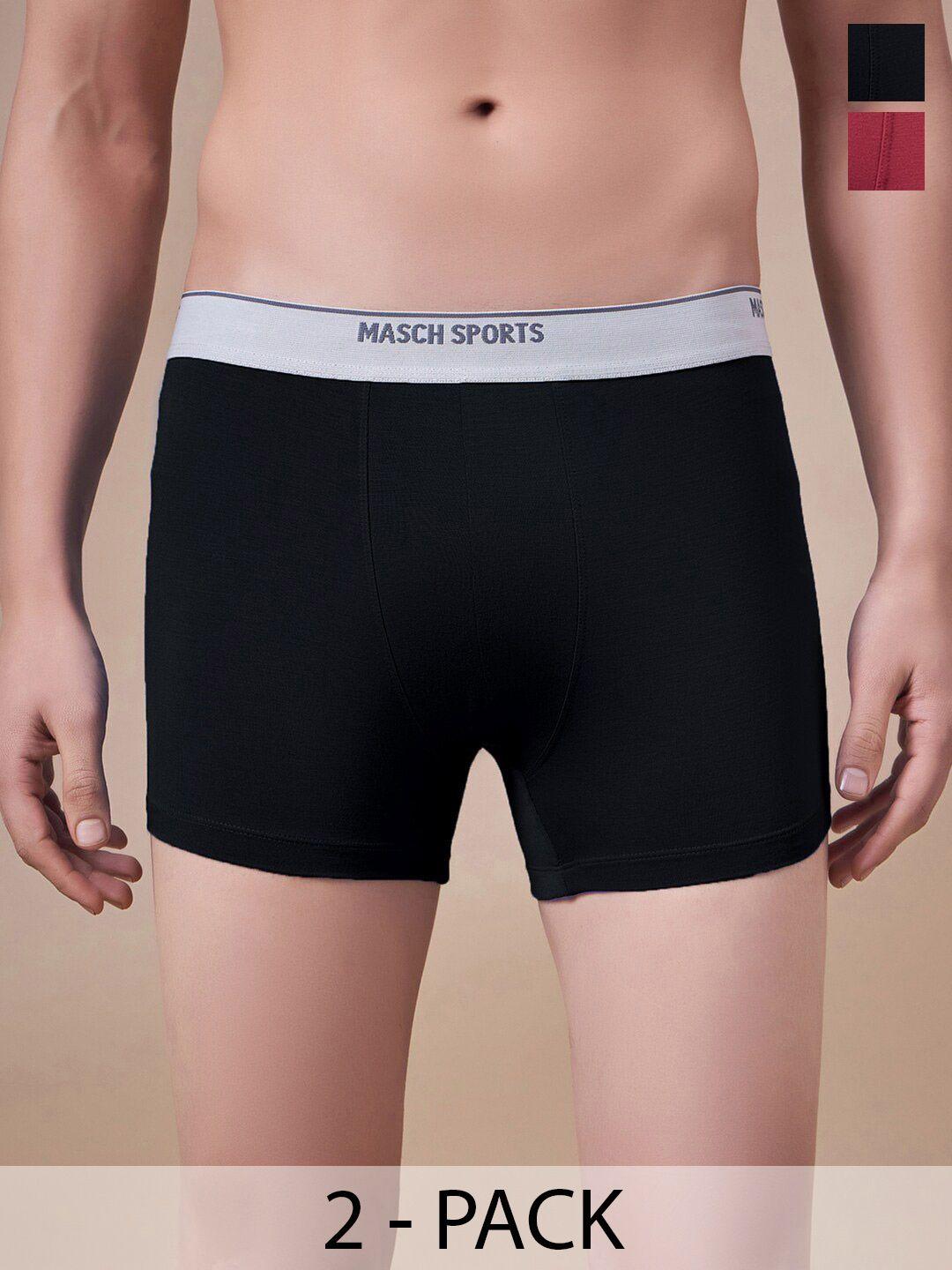masch sports pack of 2 antimicrobial trunks trk-2-sol-et-blk-red