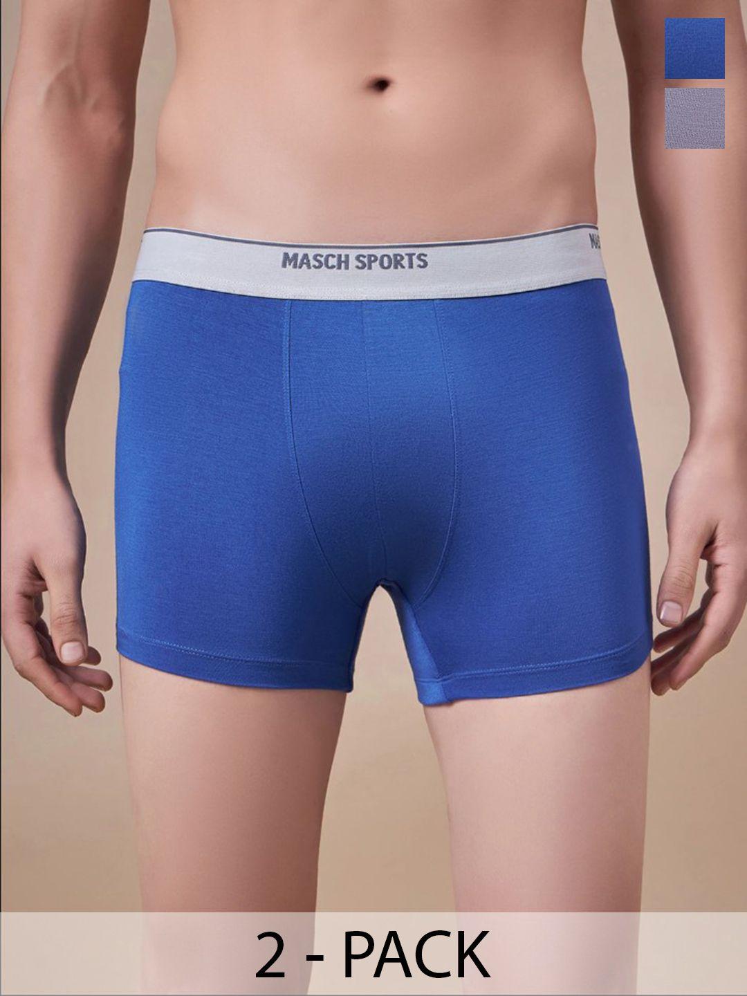 masch sports pack of 2 antimicrobial trunks trk-2-sol-et-blu-gry