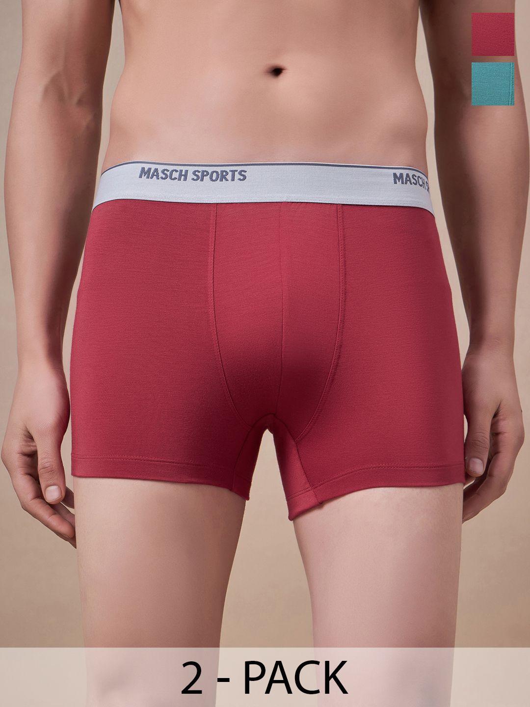 masch sports pack of 2 antimicrobial trunks trk-2-sol-et-red-grn