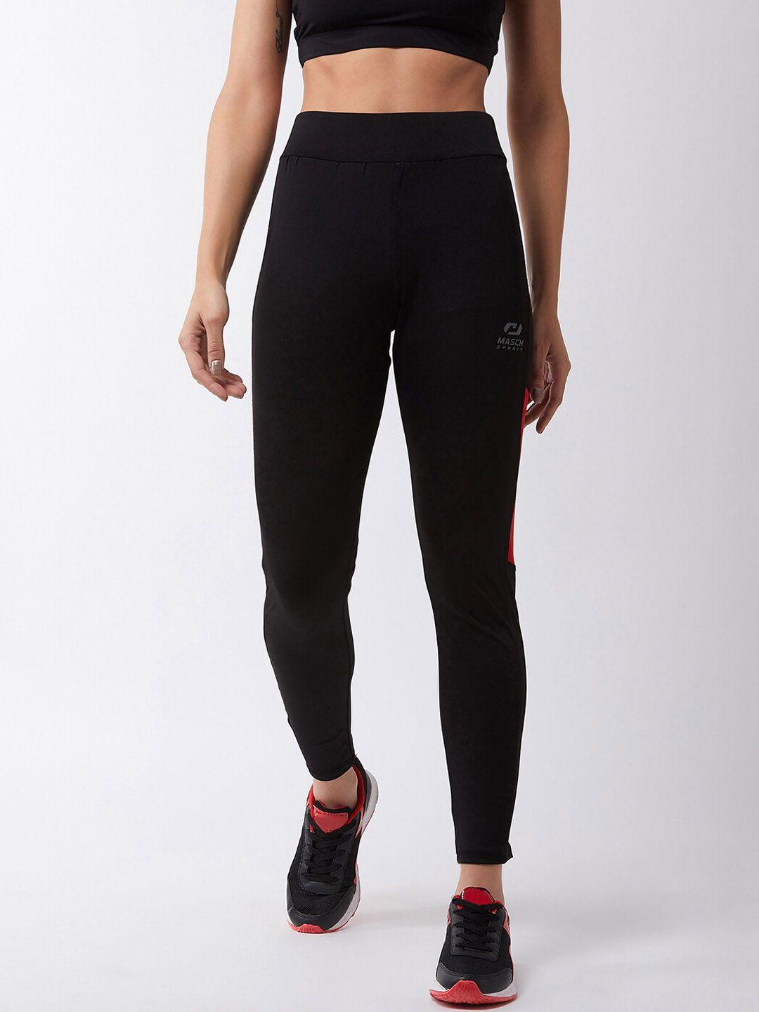 masch sports women black solid dry-fit training tights