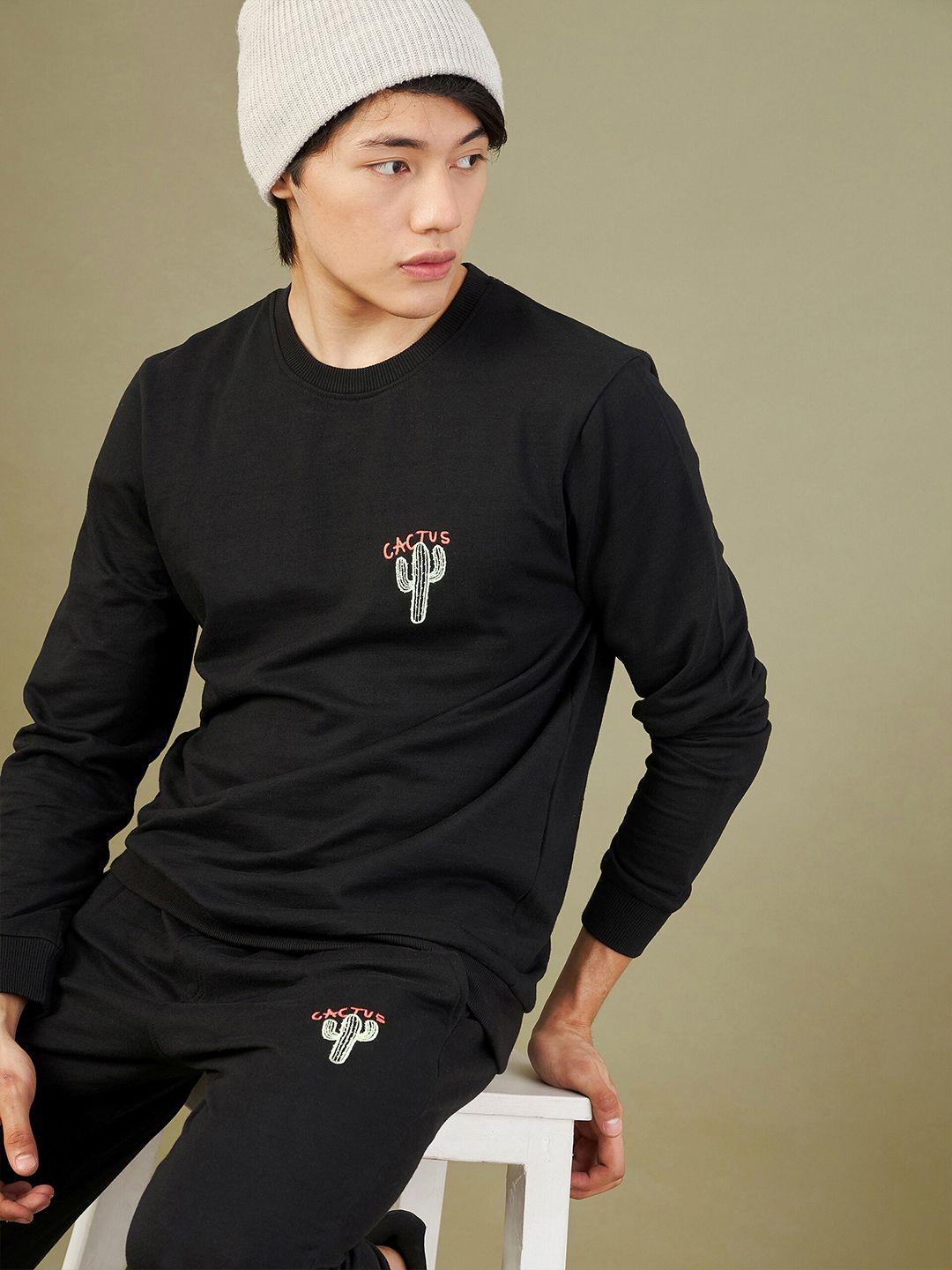 mascln sassafras men black embroidered sweatshirt