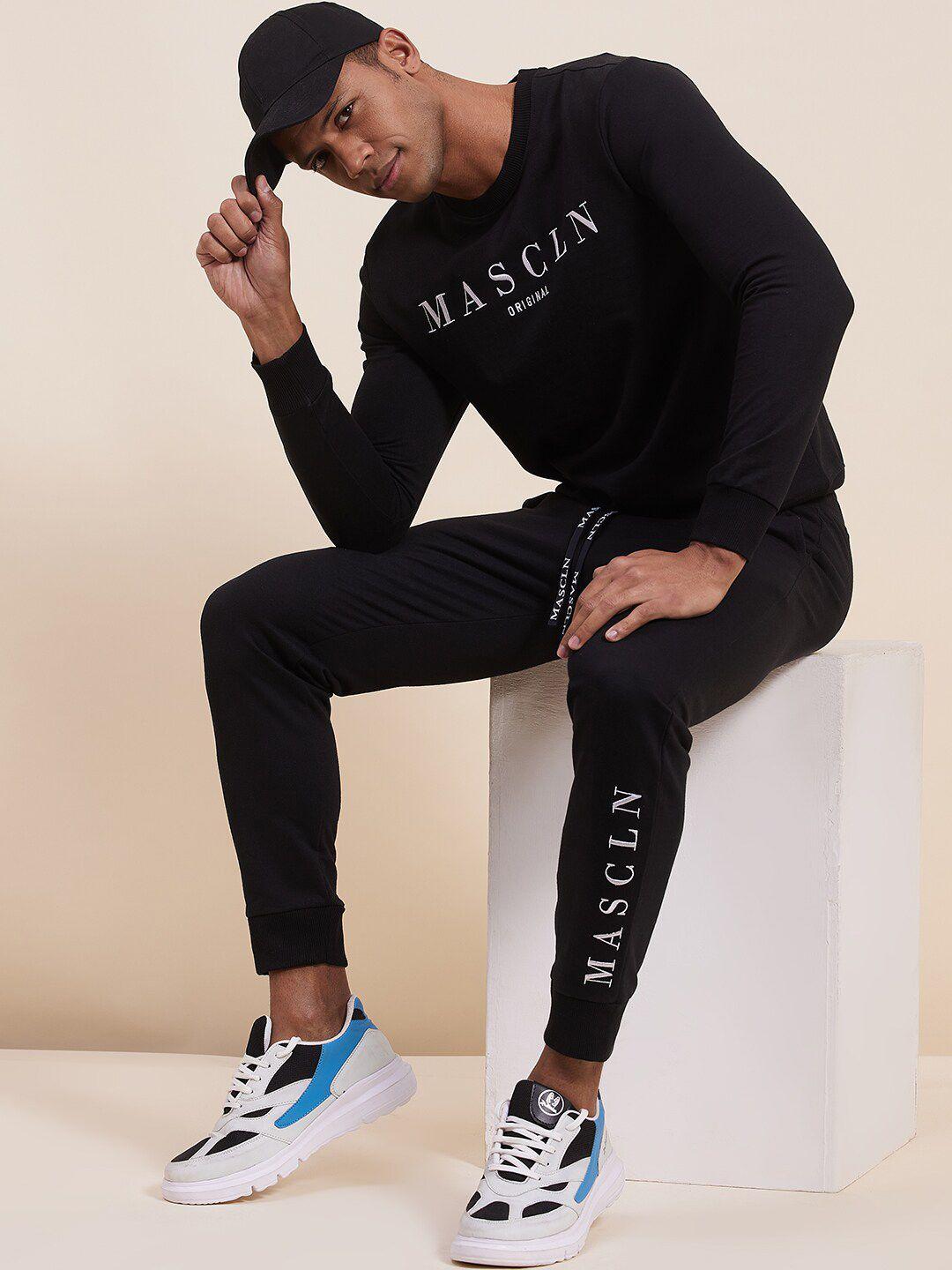 mascln sassafras men black printed sweatshirt