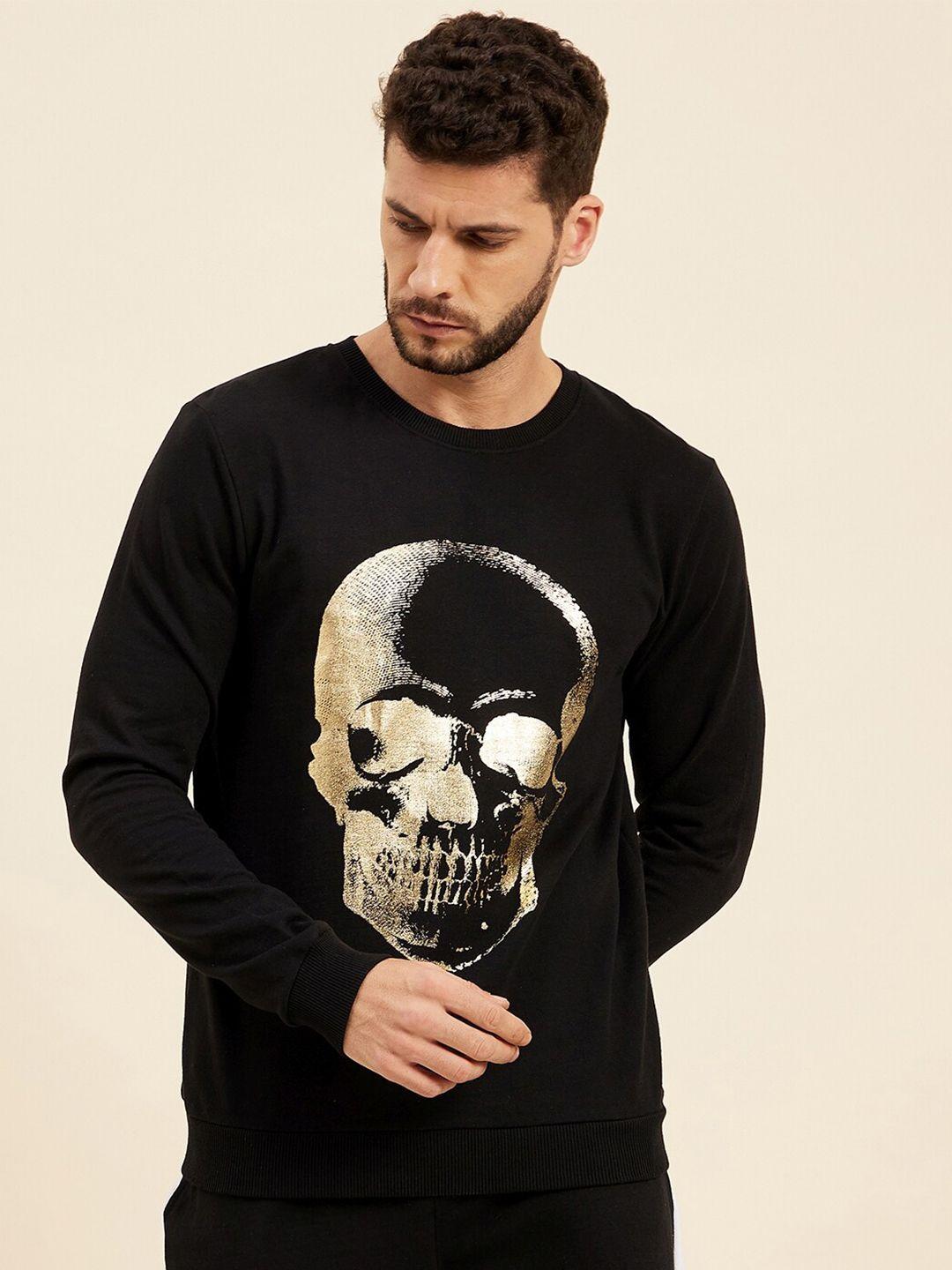 mascln sassafras men black printed sweatshirt