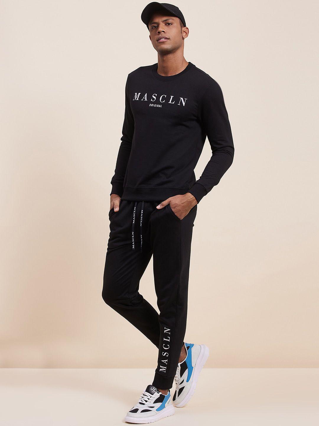 mascln sassafras men black solid joggers