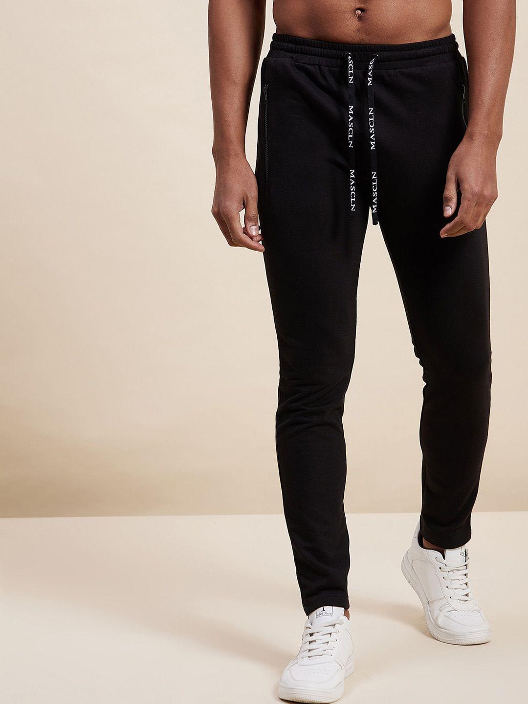 mascln sassafras men black solid slim-fit track pants