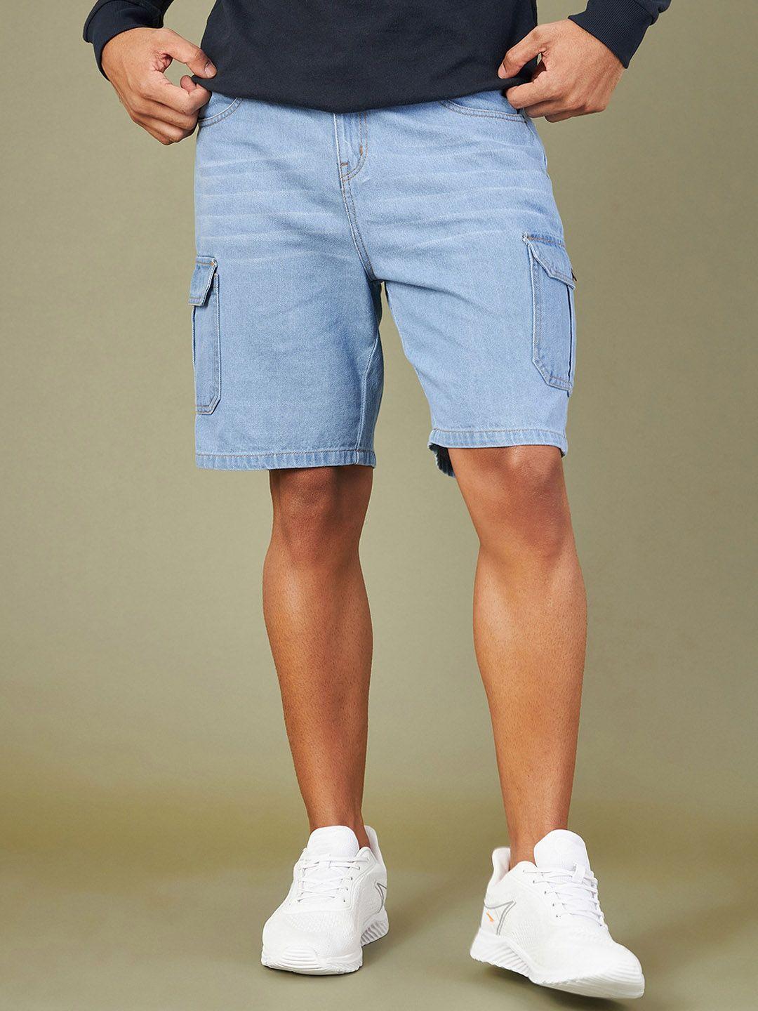 mascln sassafras men blue denim cargo shorts