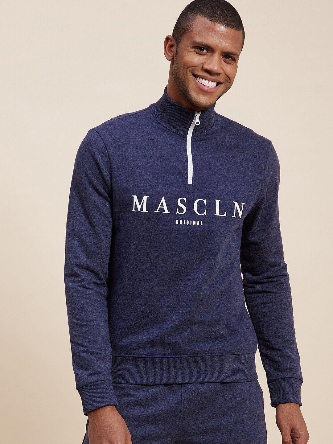 mascln sassafras men blue printed sweatshirt