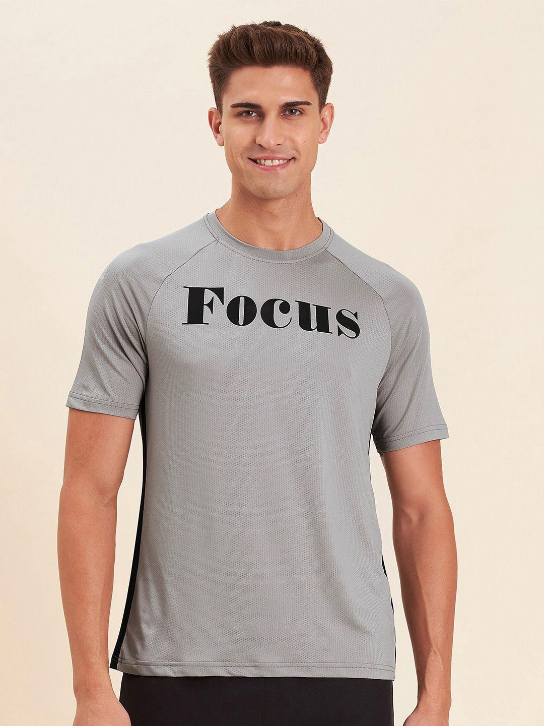 mascln sassafras men grey typography printed training  t-shirt