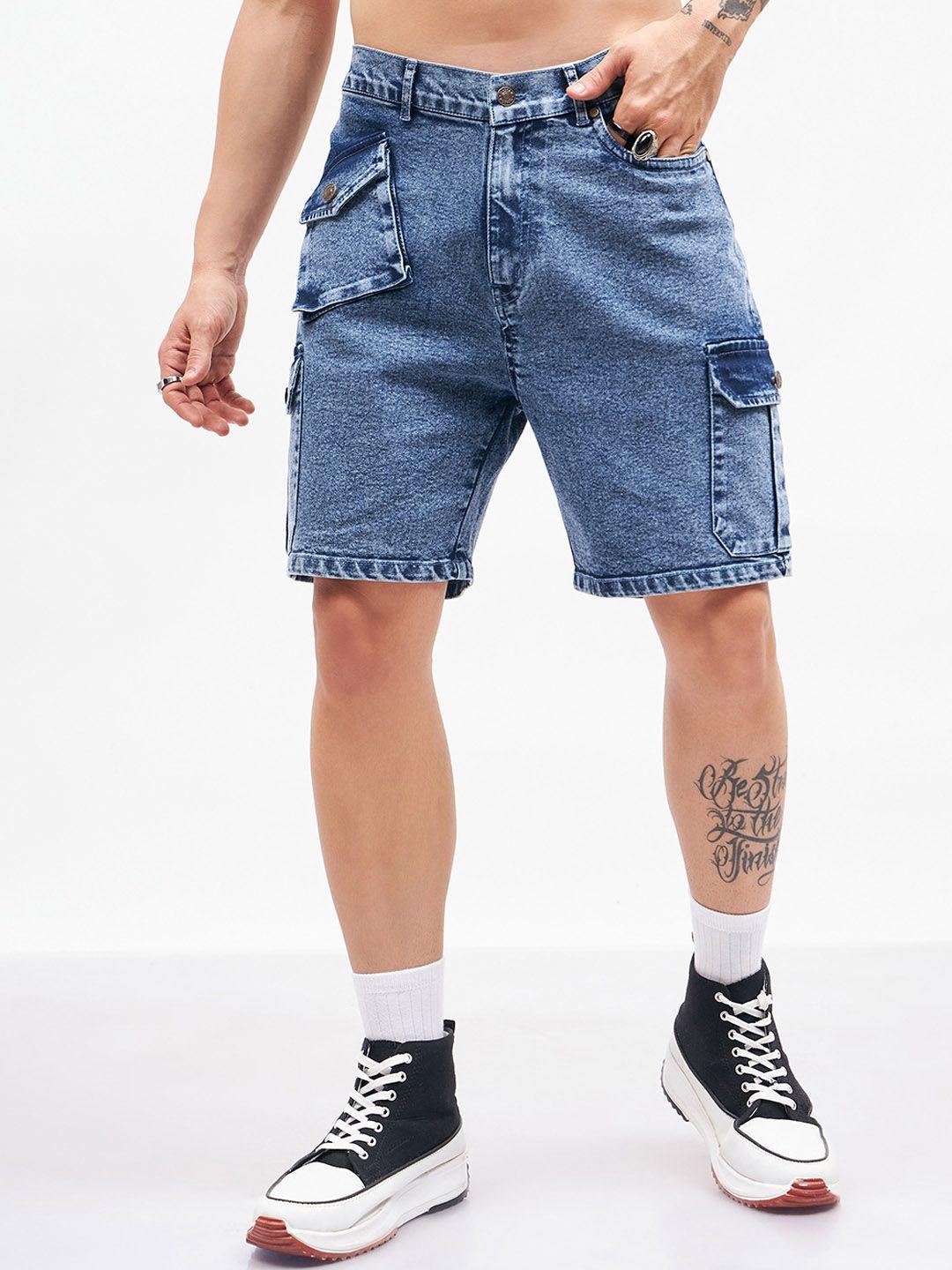 mascln sassafras men mid rise pure cotton denim shorts